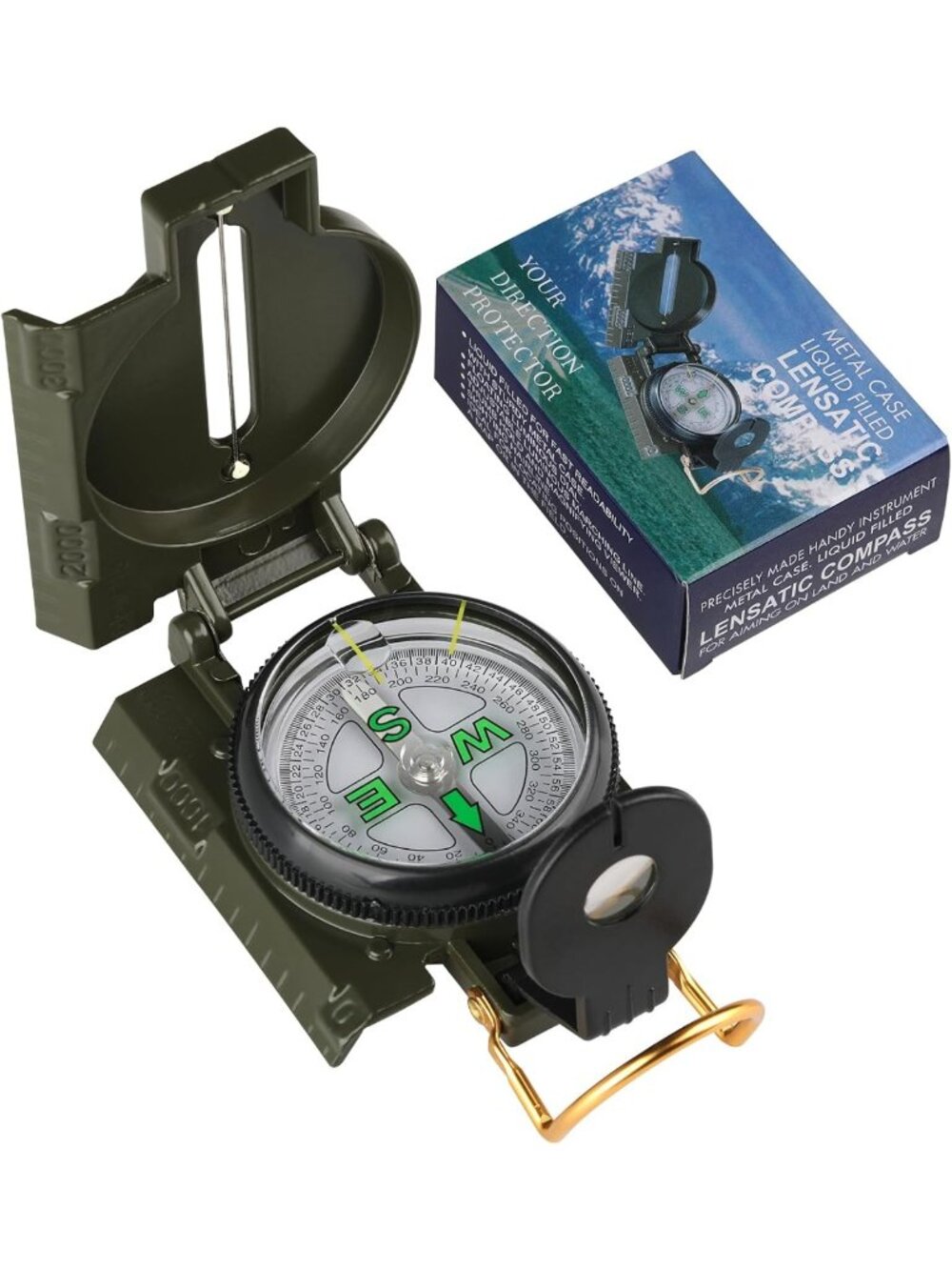 Sighting Navigation Lensatic Compass for Hiking, Camping & Outdoor Adventures